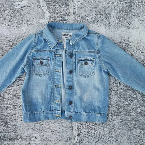 Oshkosh B'goch Kids Jacket Blue Denim Jeans Coat Jacket Size 10 - Picture 2 of 11